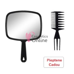 Oglinda pentru salon cu maner din plastic 9004 + 1 Pieptene Cadou